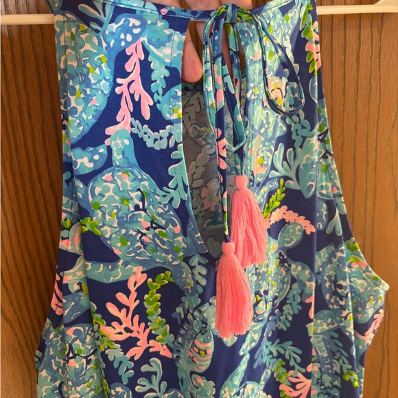 Lilly Pulitzer Sleeveless Margot Dress in Turtle Villa and Corsica Blue Womens - Picture 6 of 7